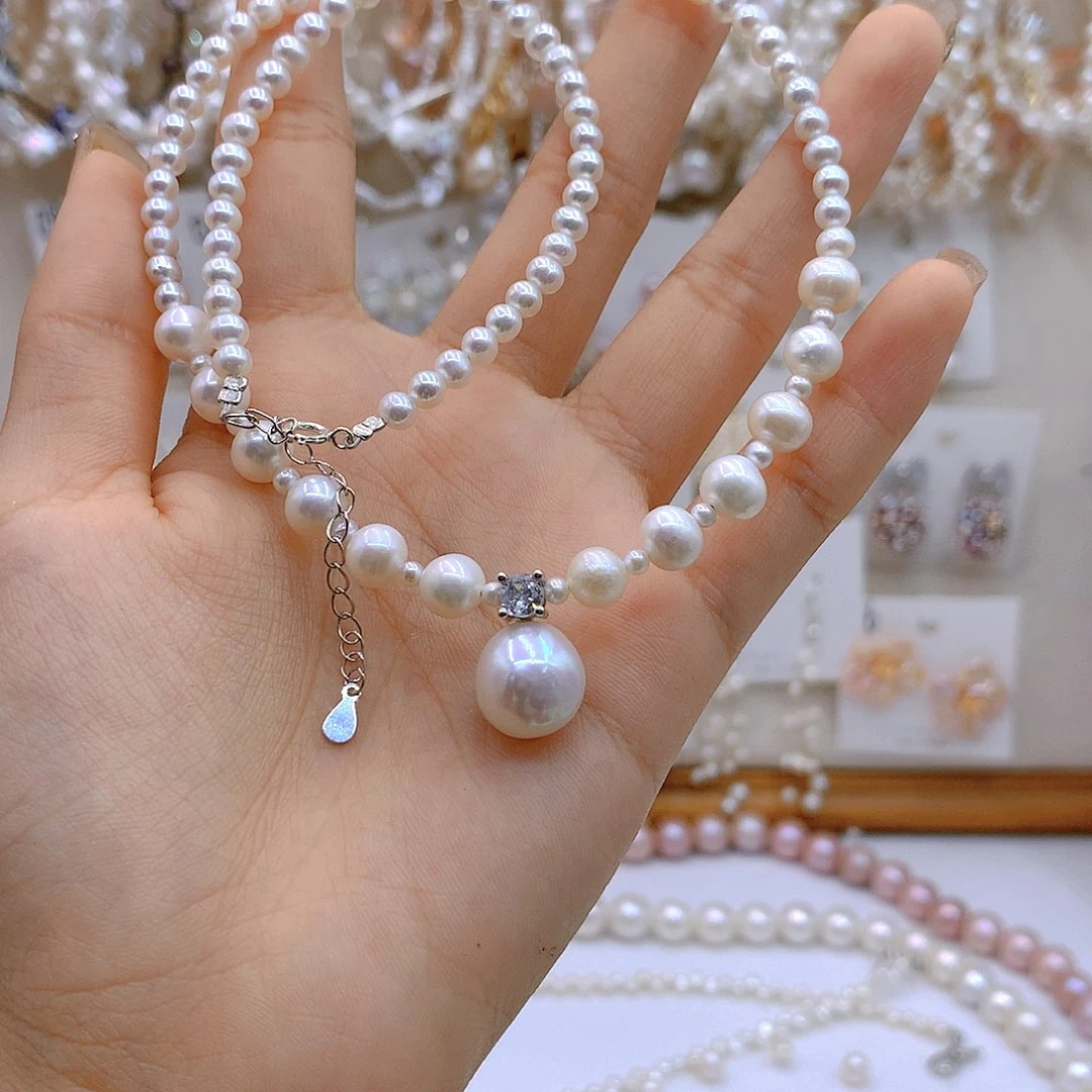 银S925镶嵌淡水珍珠发饰冬*