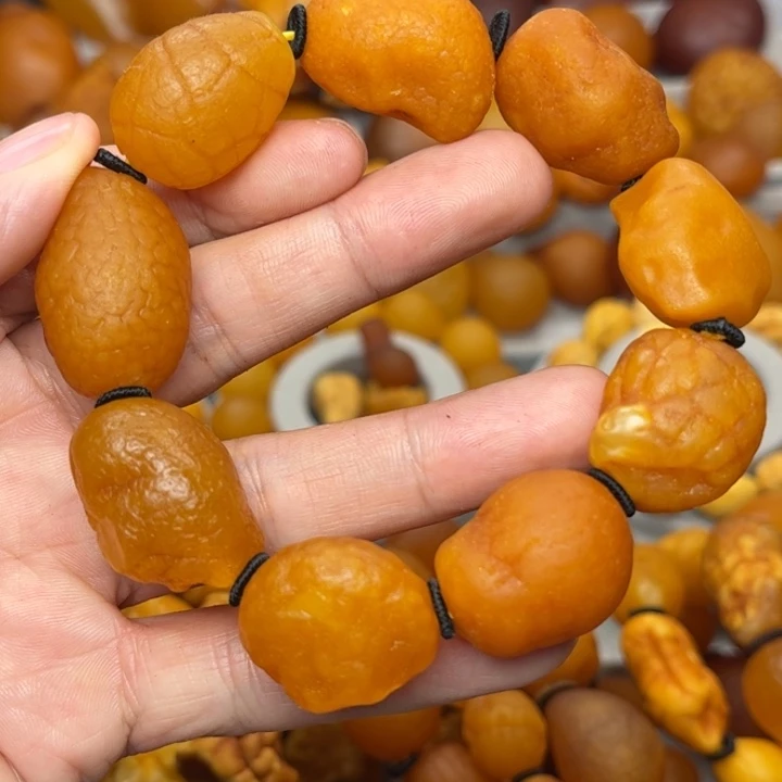 琥珀未镶嵌裸石天然蜜蜡手串
