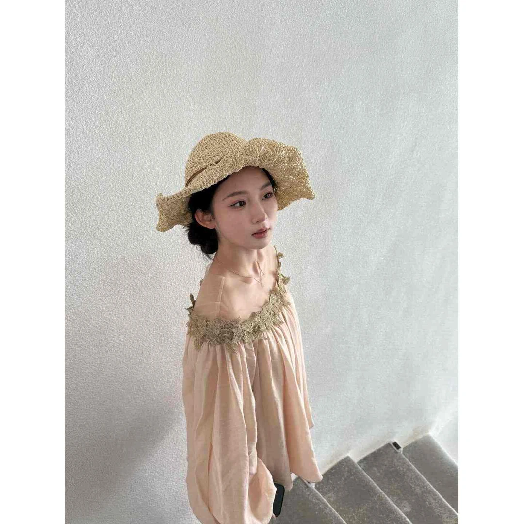 2025夏季女士新款露肩花边衬衫拼接设计感百搭休闲气质宽松衬衣