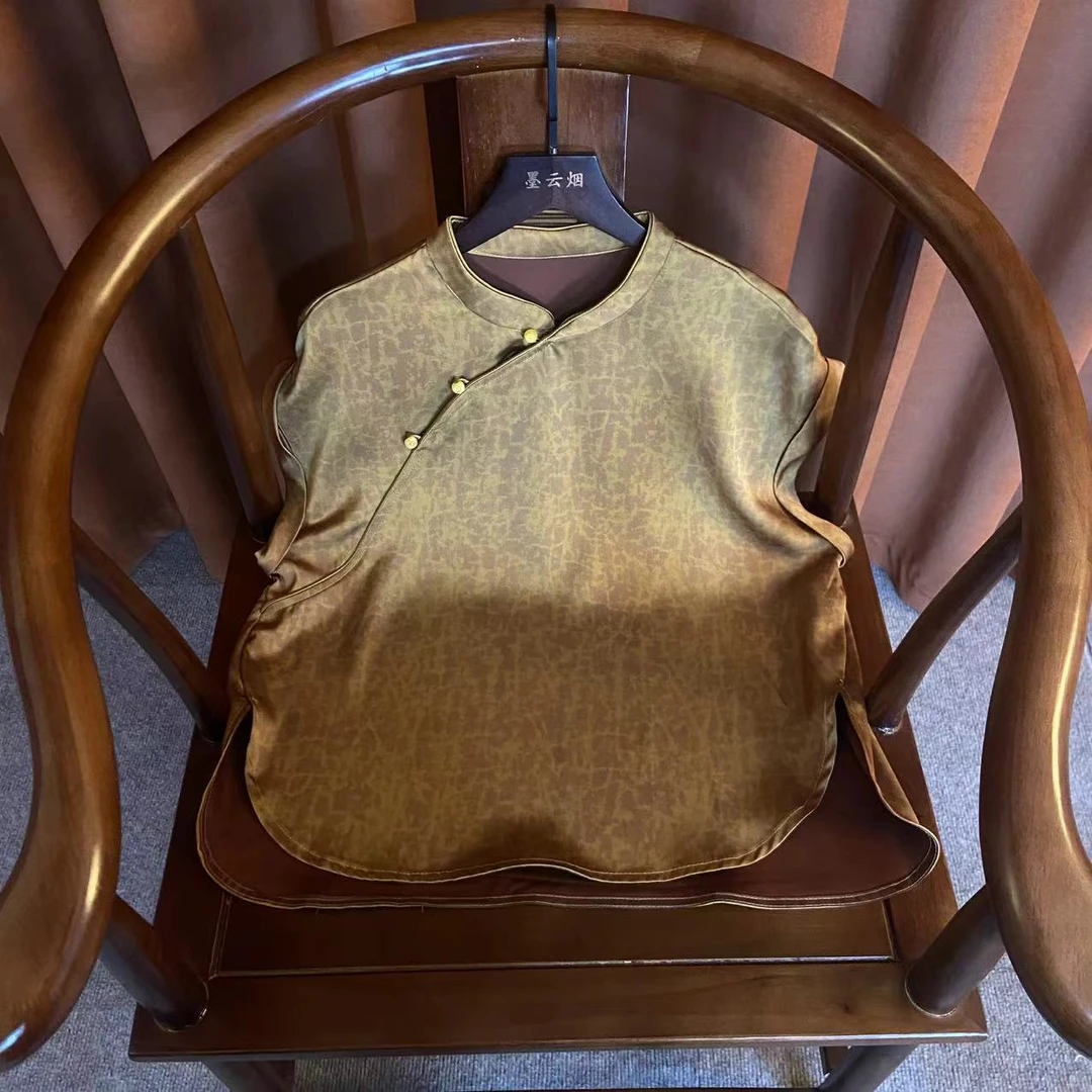 【桂富】短款时尚女装新中式国风百搭休闲宽松立领常规短袖小衫