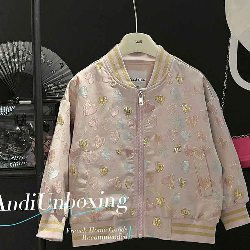 〖ANDI〗订制春款女童中大童国风重工爱心刺绣POLO外套2666