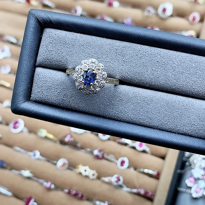 蓝宝石戒指银S925镶嵌