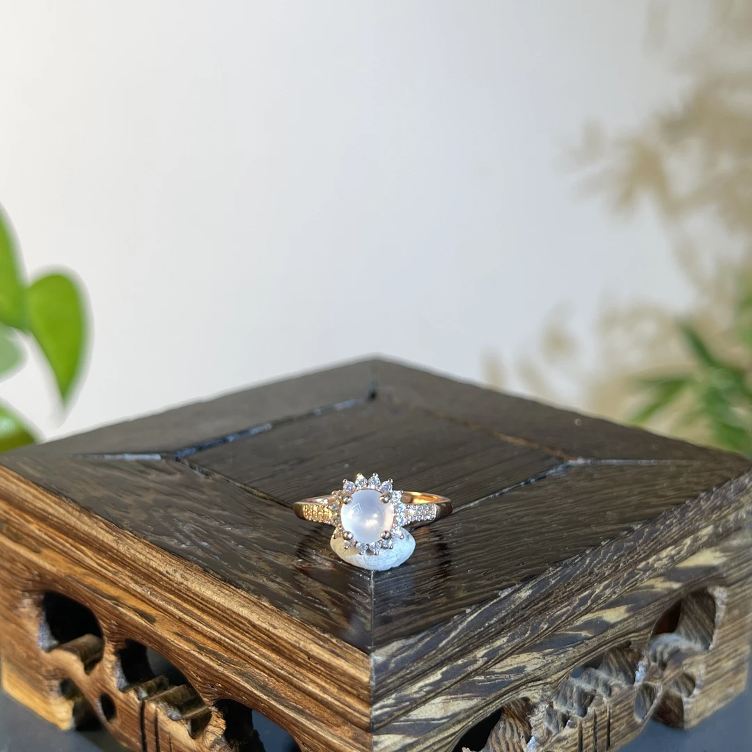 JXA23-21 天然缅甸A货翡翠 S925银镶戒指