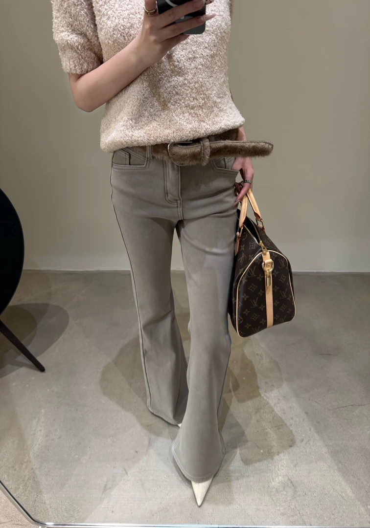 IU INC 微喇加绒保暖牛仔裤长裤显瘦百搭