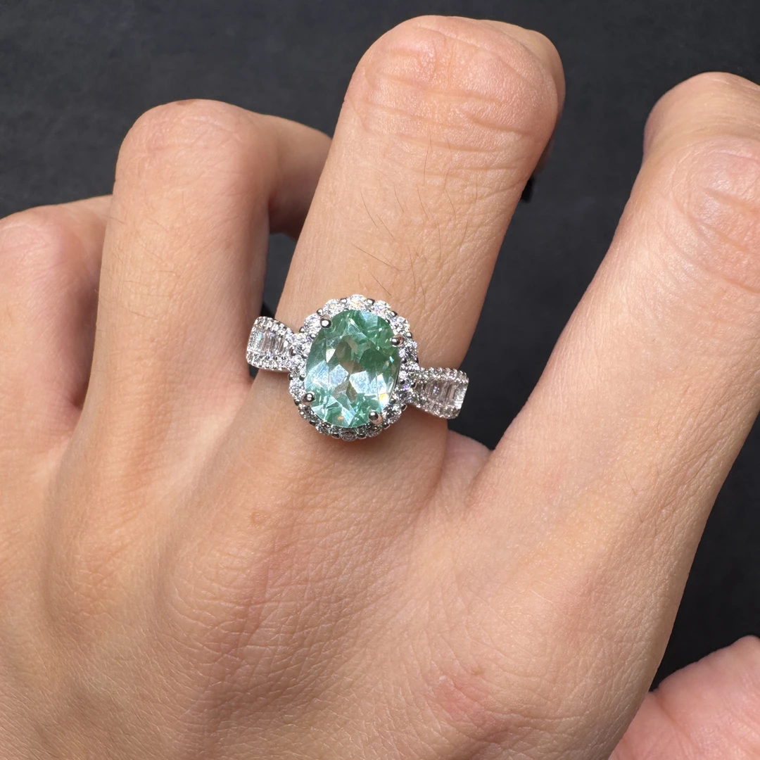 925银戒指 023精致清新高奢薄荷绿色s925银戒指