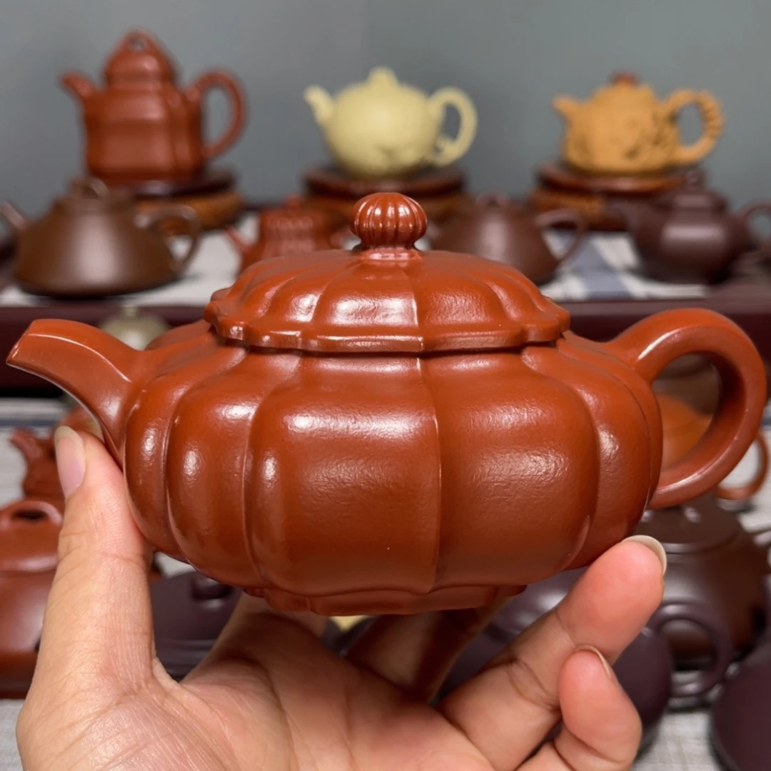 金***爷紫砂茶壶筋纹扁玉220cc