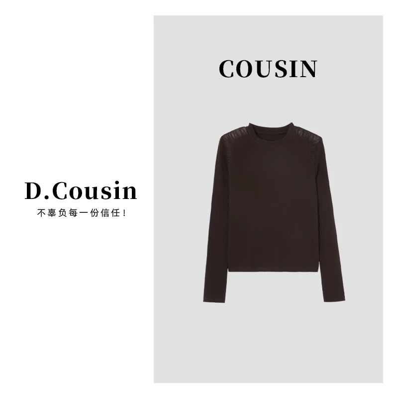 D.cousin 【气质网纱拼接上衣】设计感肩部拼接网纱气质上衣 27868