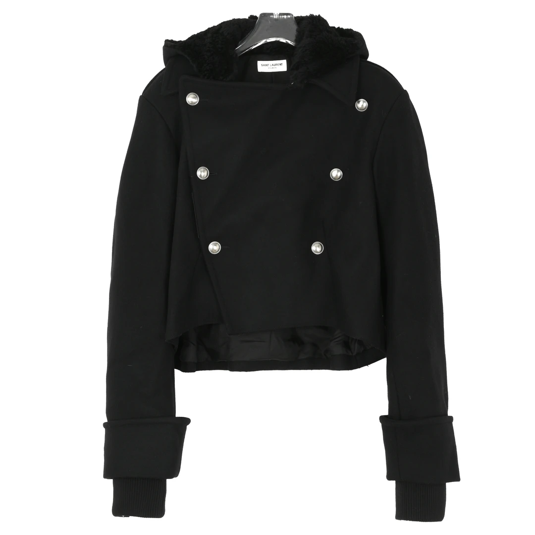 Saint Laurent 圣罗兰秋冬厚款女士羊毛短外套707009 Y9F80 1000