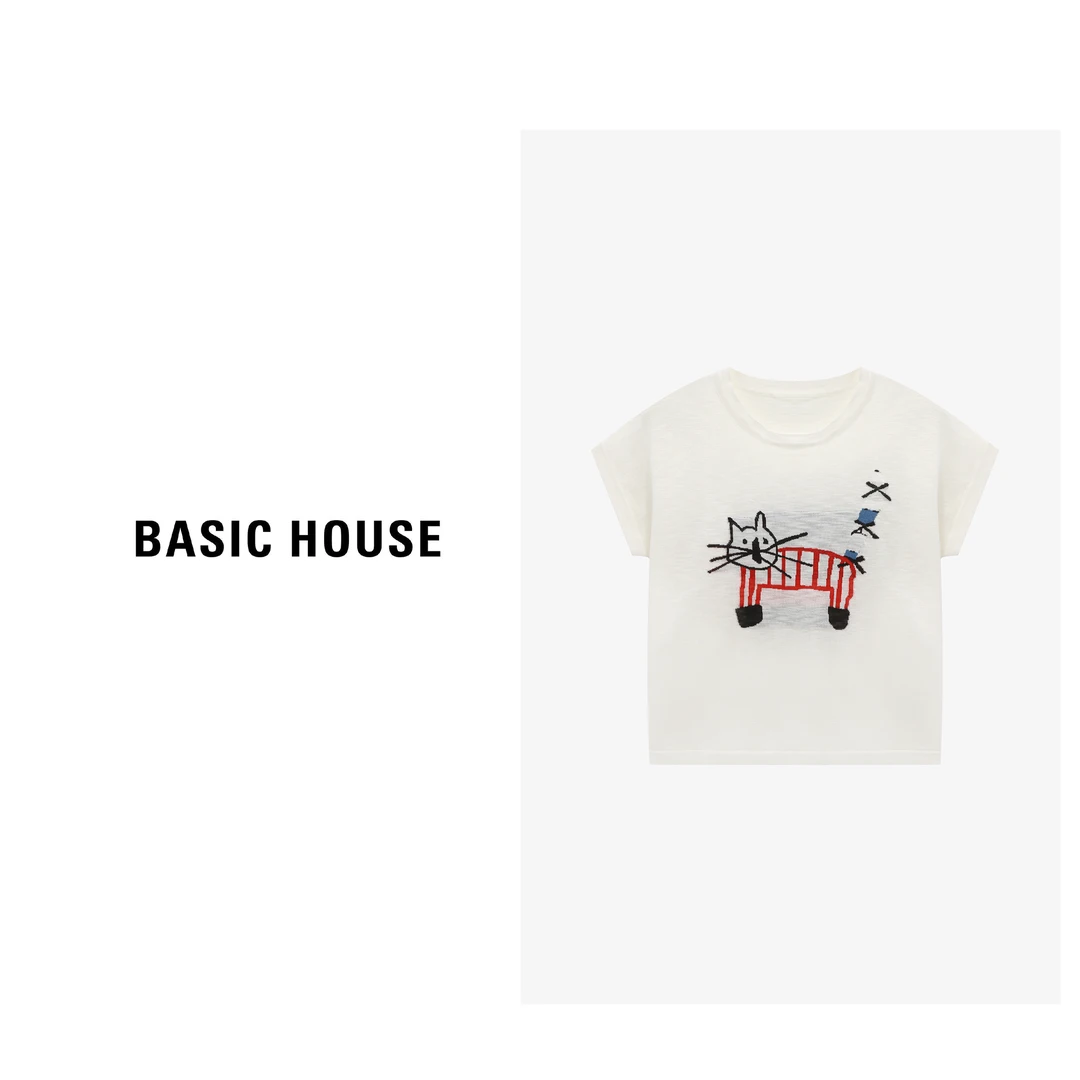 Basic House/百家好夏季洋气百搭宽松短款通勤针织衫-B0625B5P882