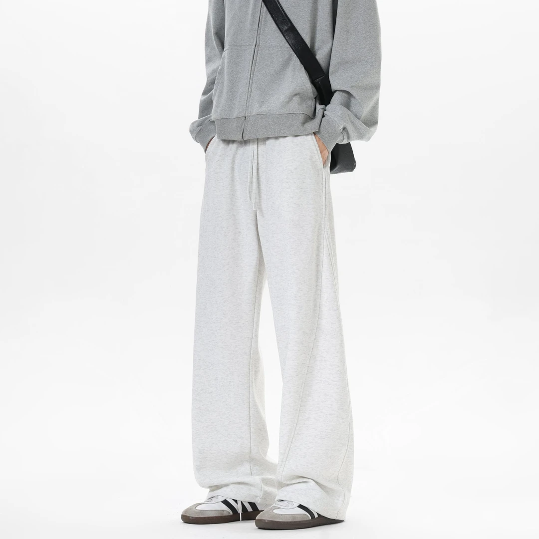 美式高街重磅运动裤子男2025秋季青少年百搭直筒休闲弯刀阔腿长裤