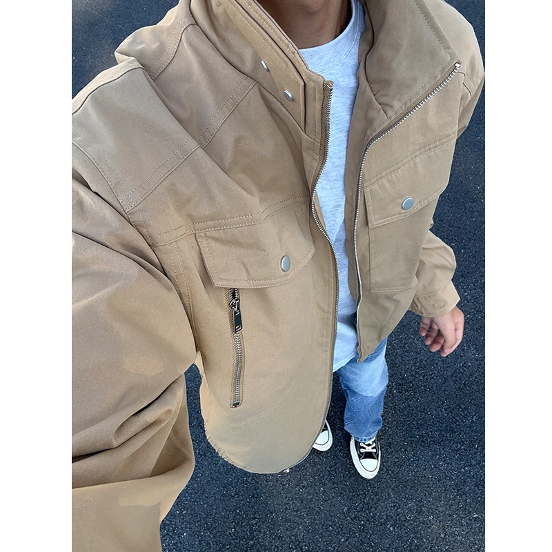 棕色cleanfit工装外套男款秋季高级感boxy短款夹克美式高街棒球服