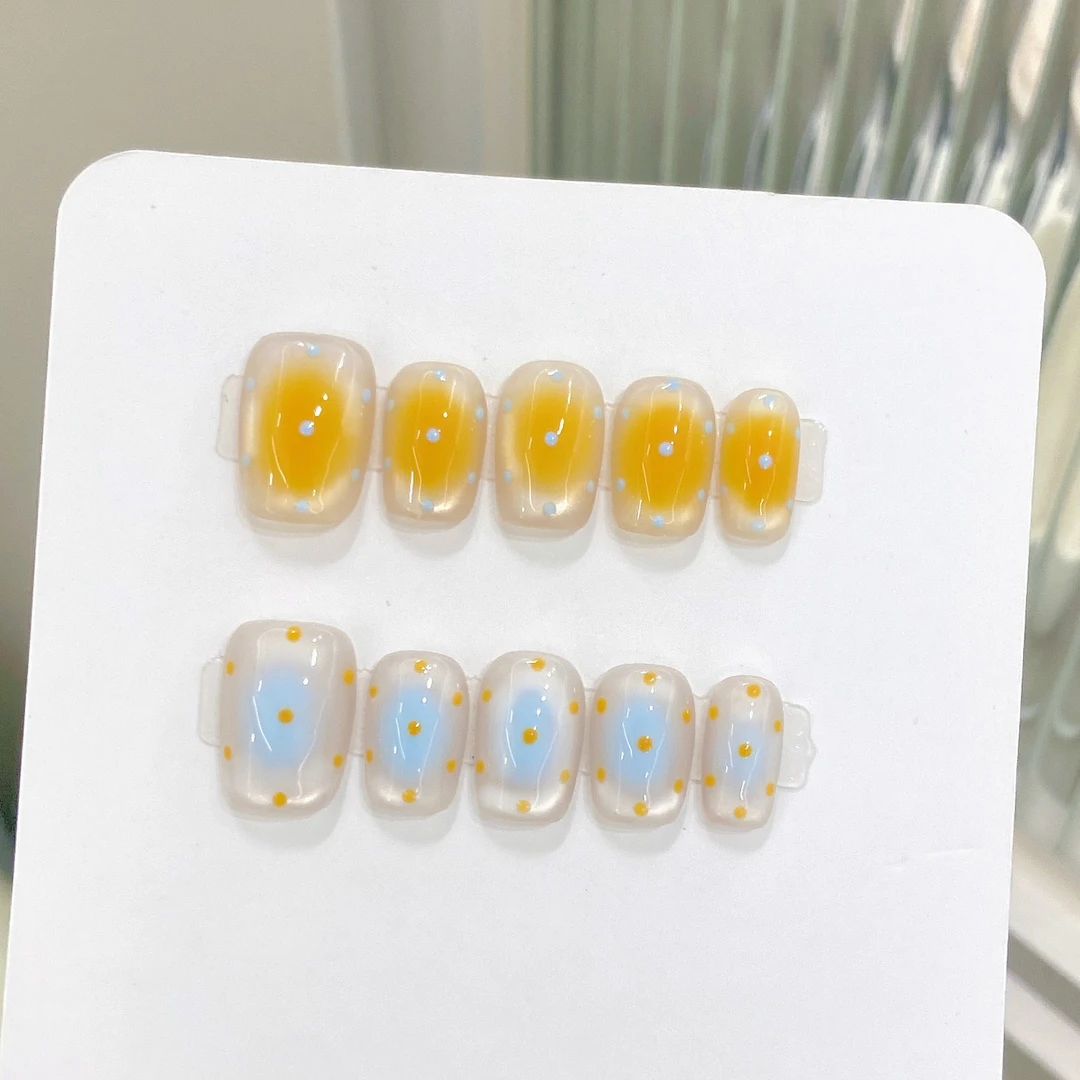 【海盐芝士小饼干】海盐芝士茉莉风格纯手工穿戴甲清爽高级感美甲片