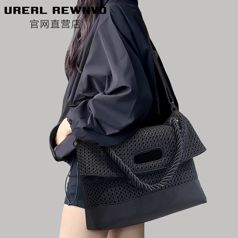URERL REWNVO网布托特包女2025新款潮通勤大容量斜挎包运动大挎包