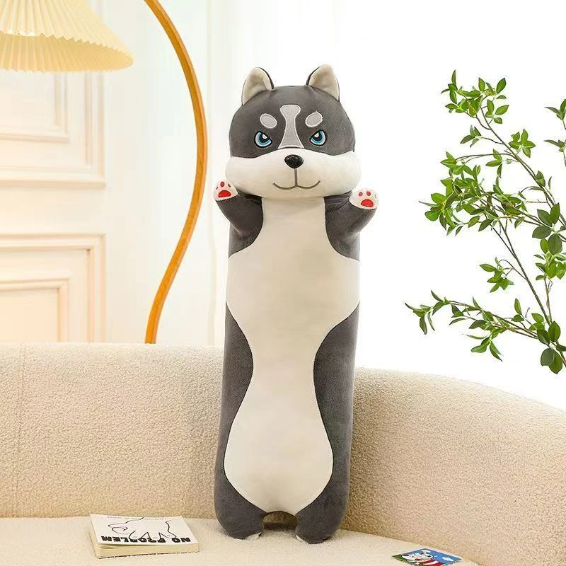 可爱哈士奇长条抱枕毛绒玩具适合夹腿睡觉床头靠枕舒适送人1.1米