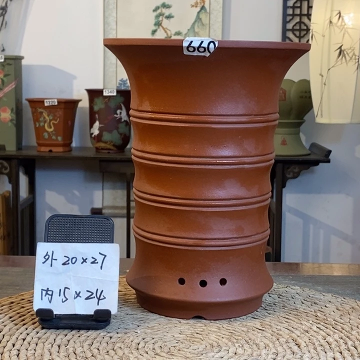 紫砂花盆  特价清水大竹节660