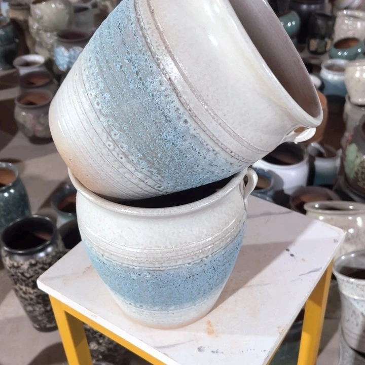 紫砂花盆口径18高度21两只正品