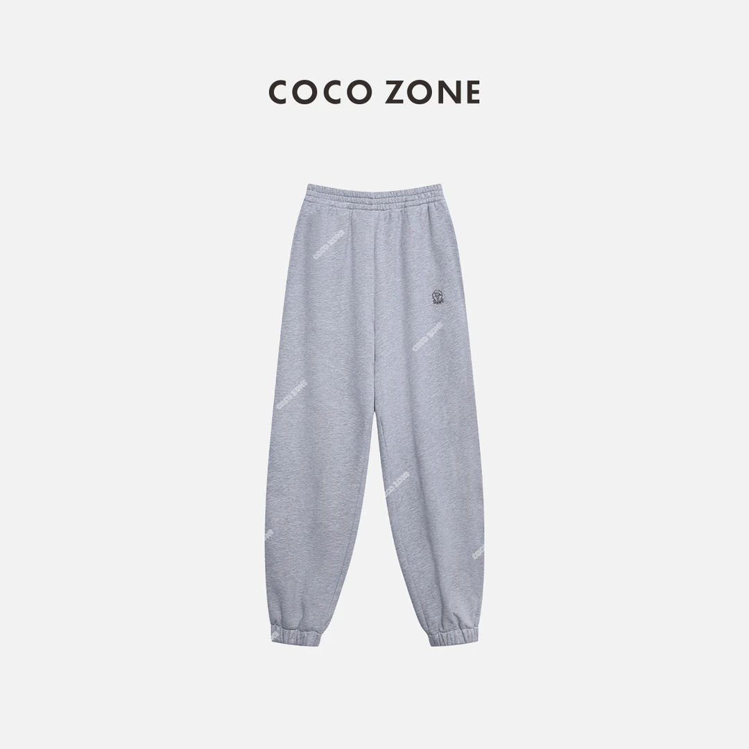 COCO ZONE 刘一一“束口卫裤”松紧腰长裤百搭休闲束脚裤24C10338