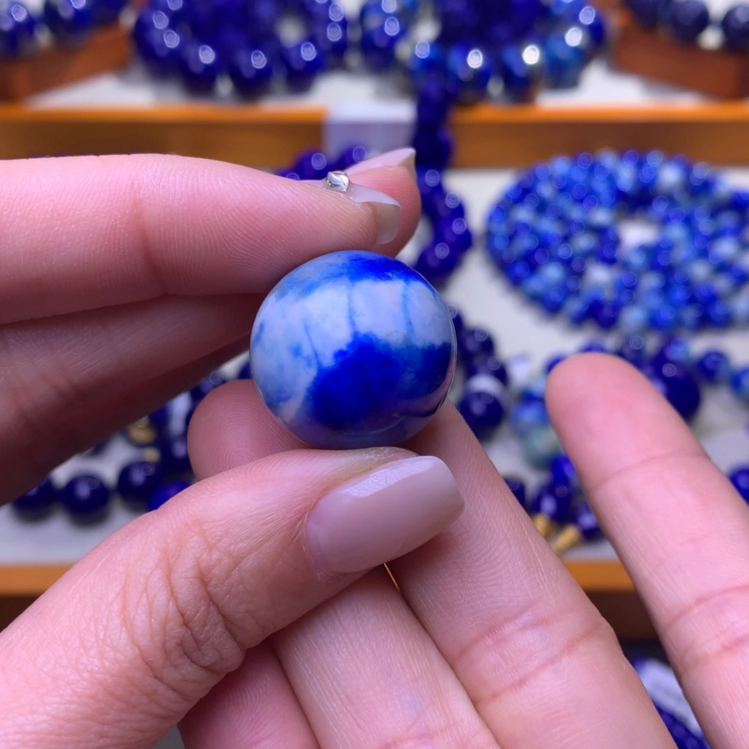 青金石未镶嵌单珠21.7mm锁骨珠吊坠