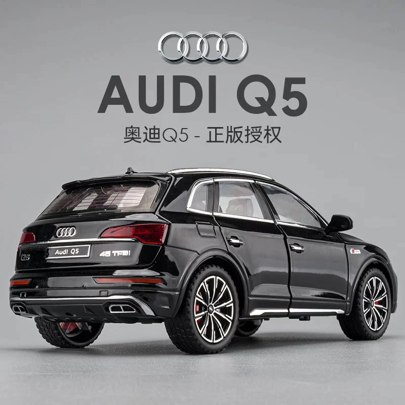 合金车模1:24澳迪Q5越野车带声光回力玩具车音乐模型摆件收藏