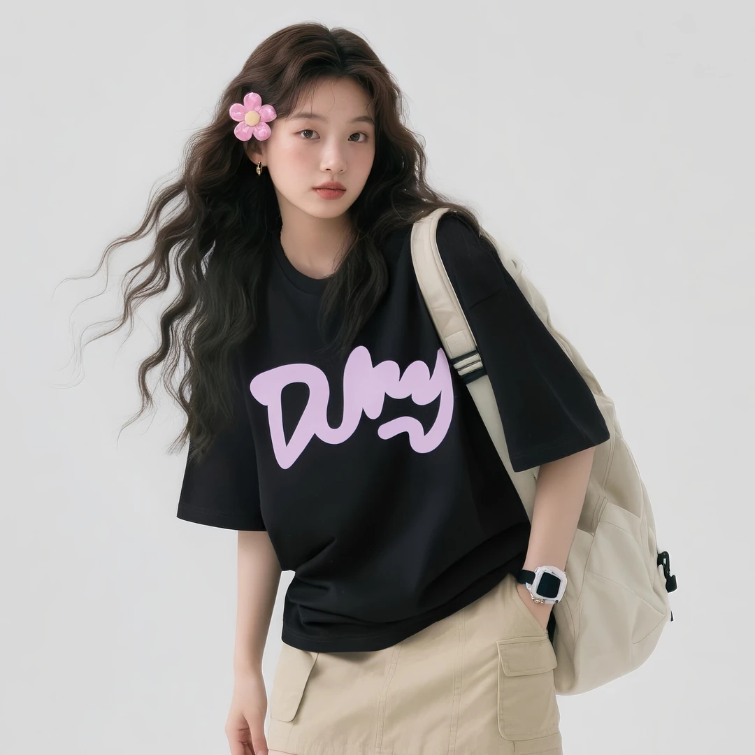 DUEPLAY郑恺重磅纯棉短袖男t恤宽松休闲男生衣服穿搭设计师男装