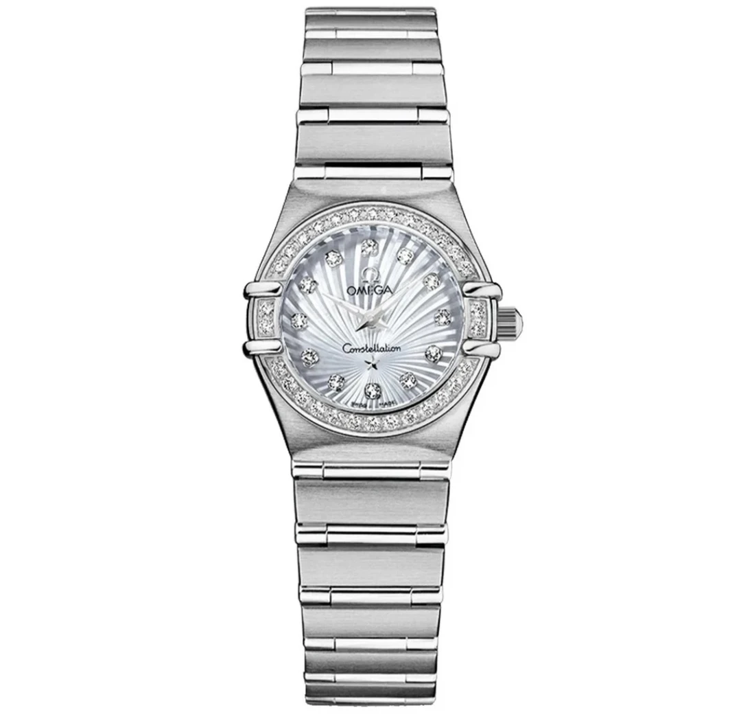 95新 Omega/欧米茄 /星座系列/25.5表径/后钻/放射盘/精钢/石英/