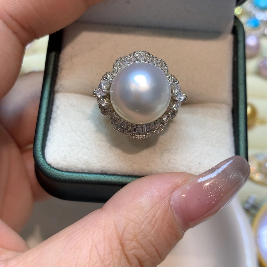 海水珍珠戒指银S925镶嵌
