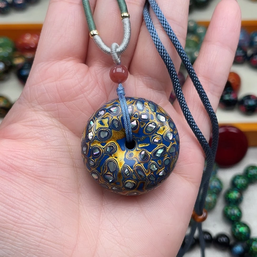 蓝金螺甸平安扣。