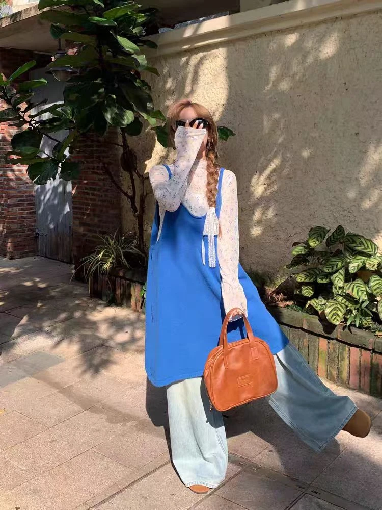 森系休闲ins风简约针织吊带连衣裙女2025秋冬温柔甜美叠穿两件套