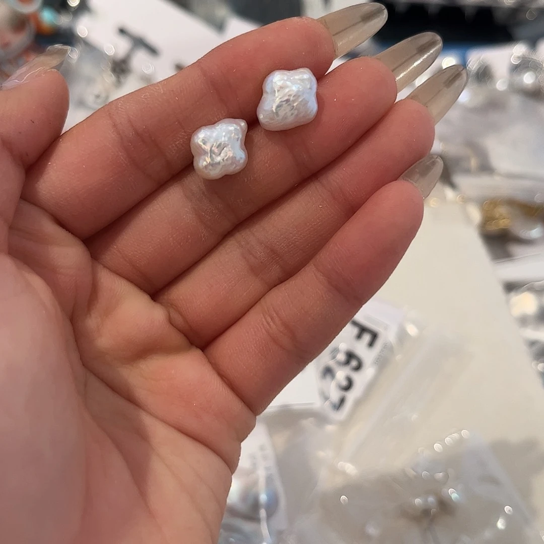 合金淡水珍珠耳饰