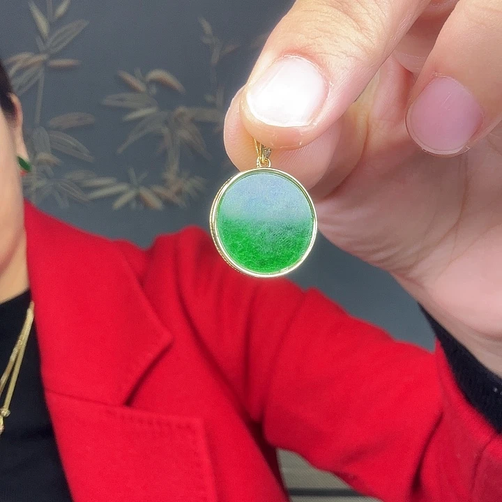 翡翠银S925镶嵌吊坠(不含链)特价