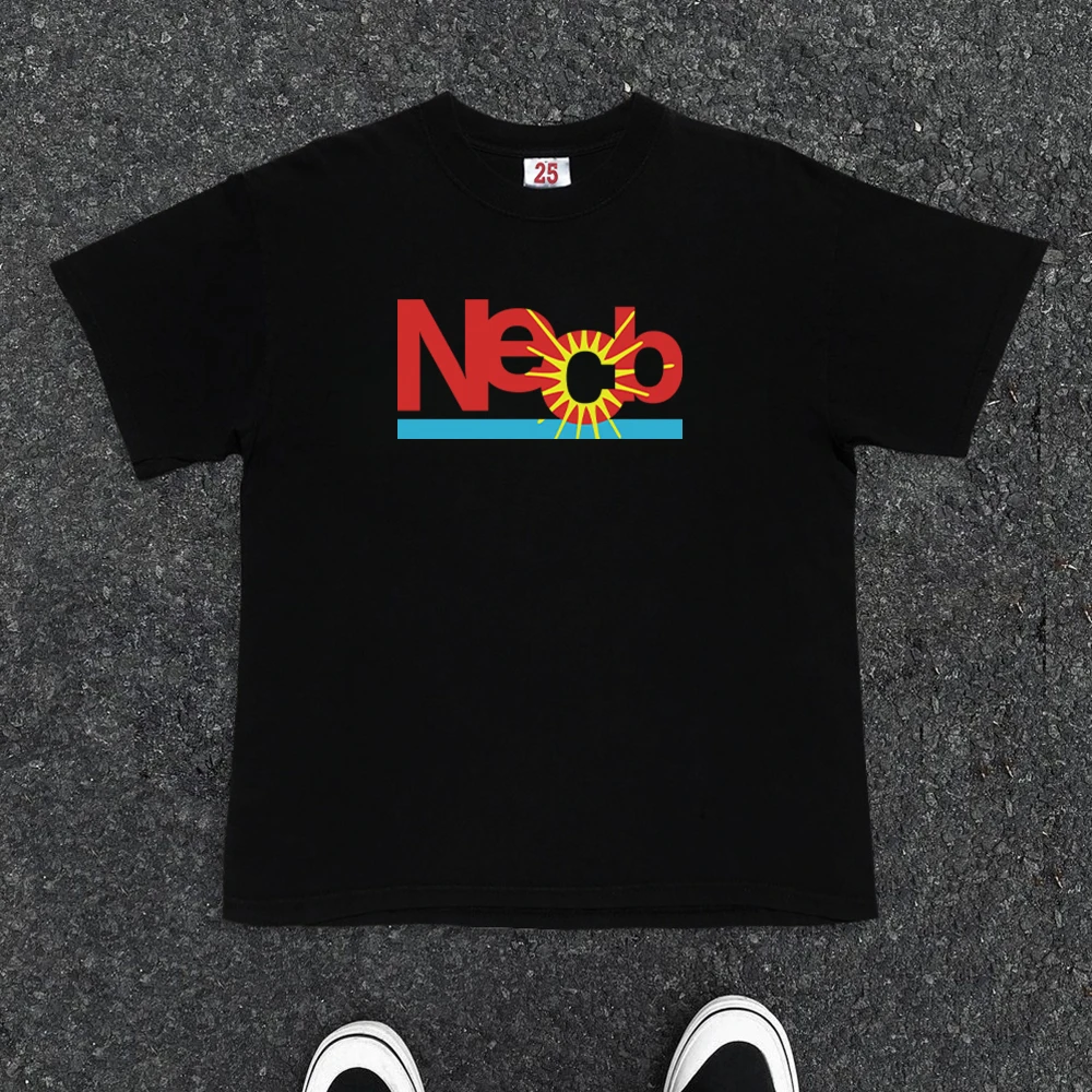 100%纯棉320克重磅短袖男装小众彩色情侣T恤潮流夏季印花字母情侣