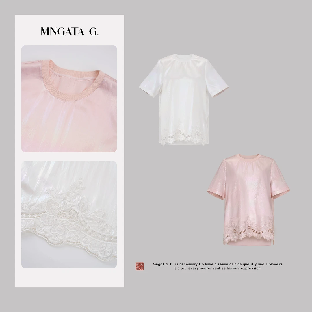 MNGATA G.宫小妍【人鱼姬】醋酸夏日新中式国风休闲短袖上衣5010567