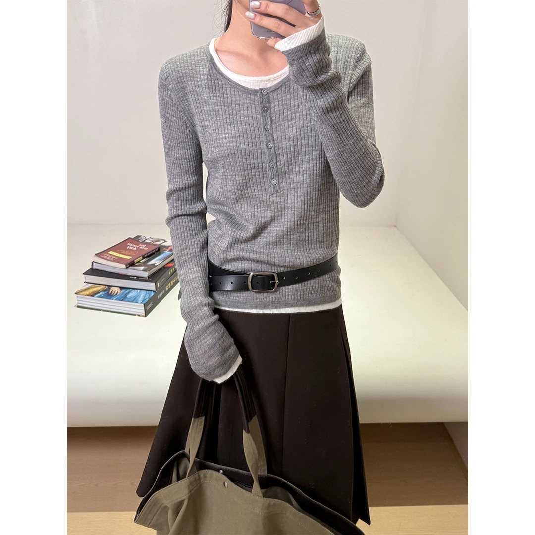 十三行秋新款欺负百搭毛织上衣打底衫秋冬