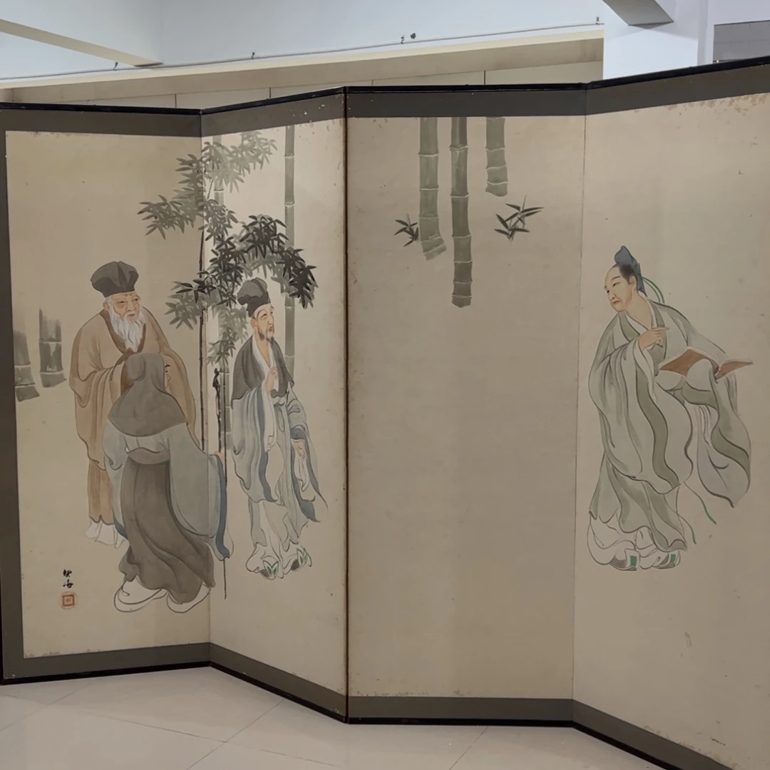 绘画屏风框画茶空间设计