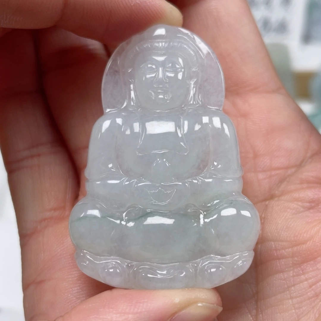 翡翠颈饰未镶嵌天然翡翠A货观音45号