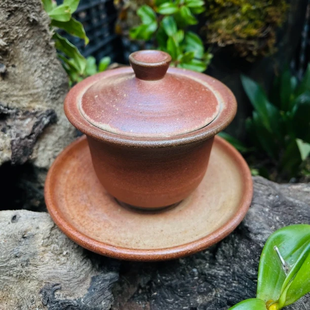 三才盖碗云南腾冲非遗土陶火山泥净化过滤软化水中式茶具茶器带盖