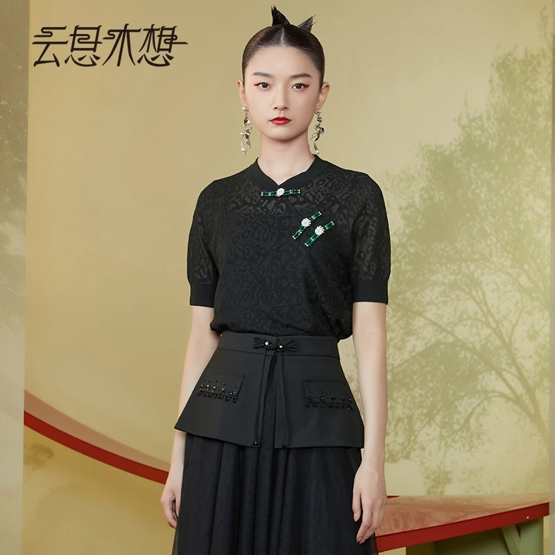 【丹丹仙专属】Ysimo-X云思木想2024夏季竹节盘扣百搭毛针织衫11727