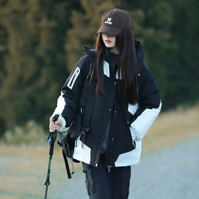 2025年新款女冬季短款宽松户外工装风棉衣冲锋衣棉服加厚棉袄女款