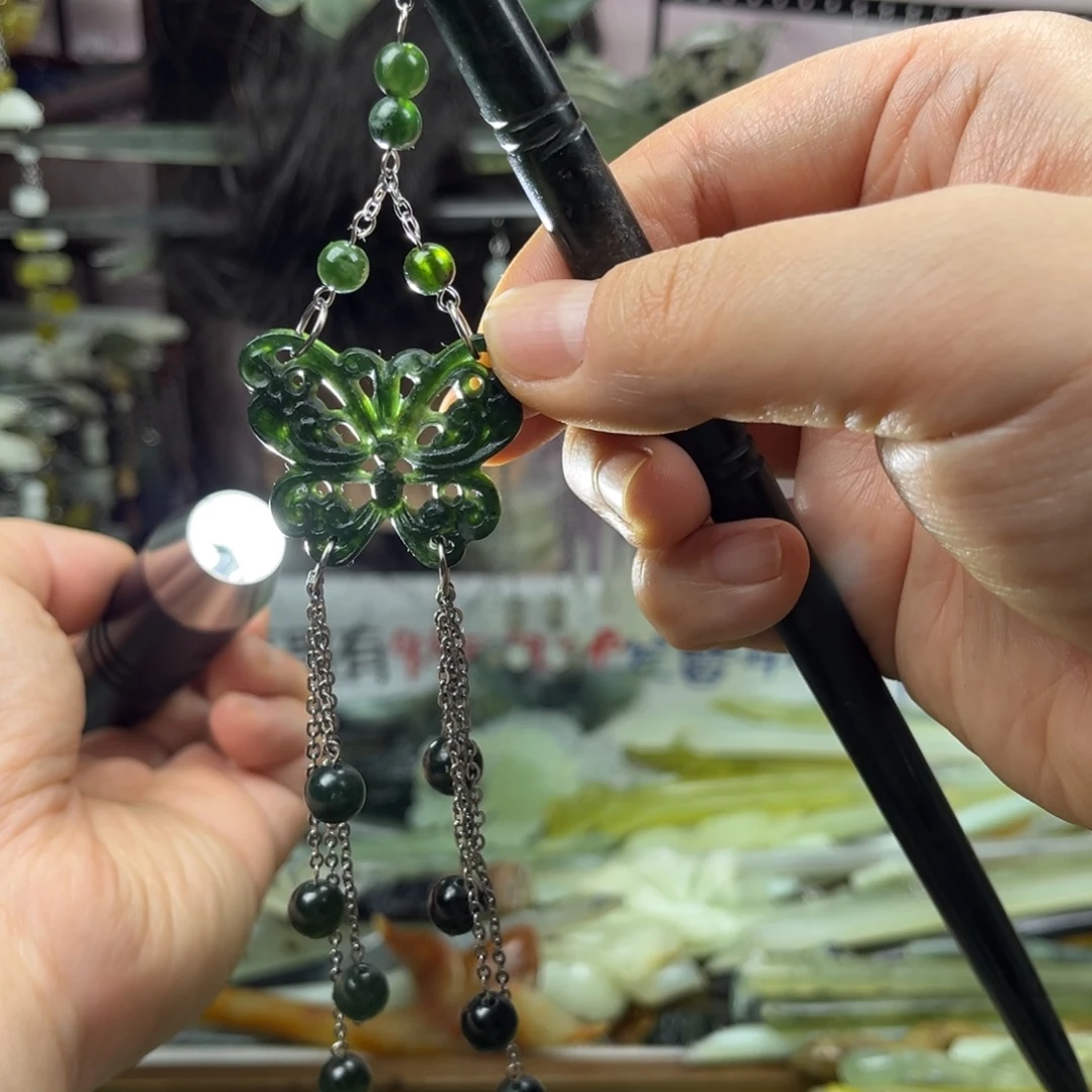 岫玉未镶嵌发饰长度20.5厘米左右