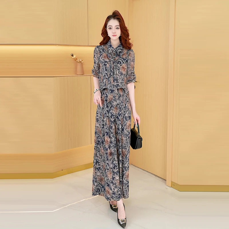 【两件套】秋季时尚国风修身宽松洋气休闲收腰显瘦减龄女装套裤