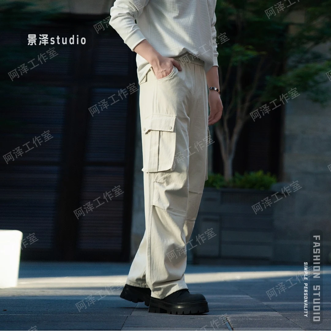 美式大口袋工装裤男女款穿搭高级感裤子欧美高街直筒休闲裤