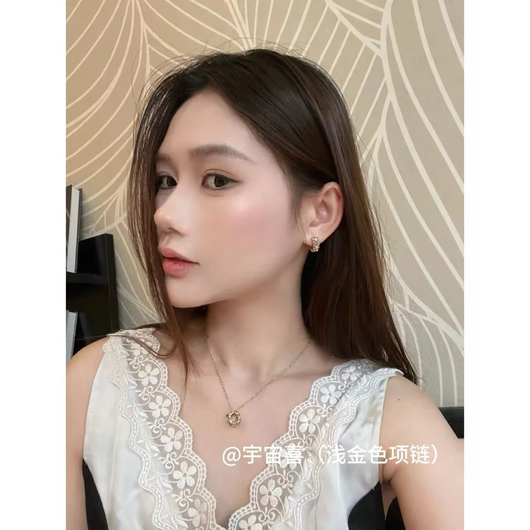 铜合金锆石项链 G1-100【浅金色米子花路路通细链短链】