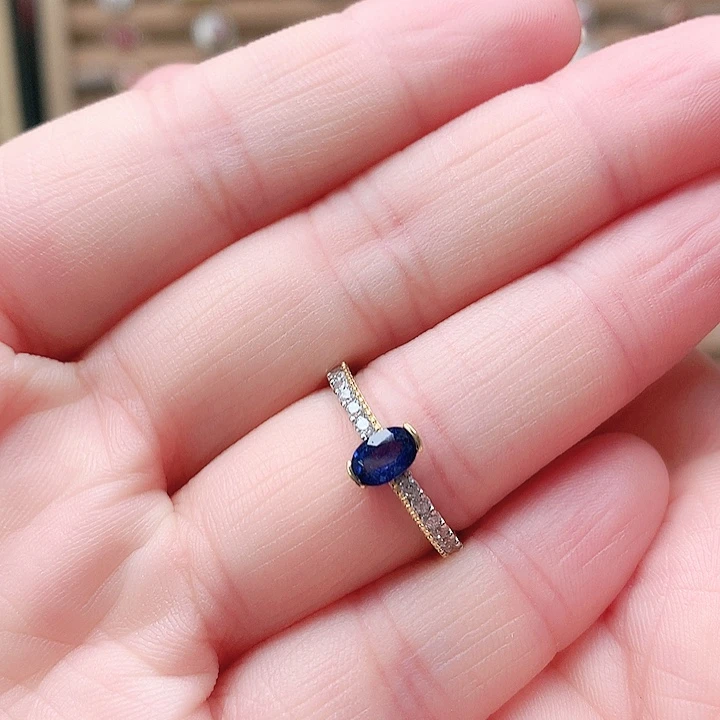 戒指蓝宝石银S925镶嵌