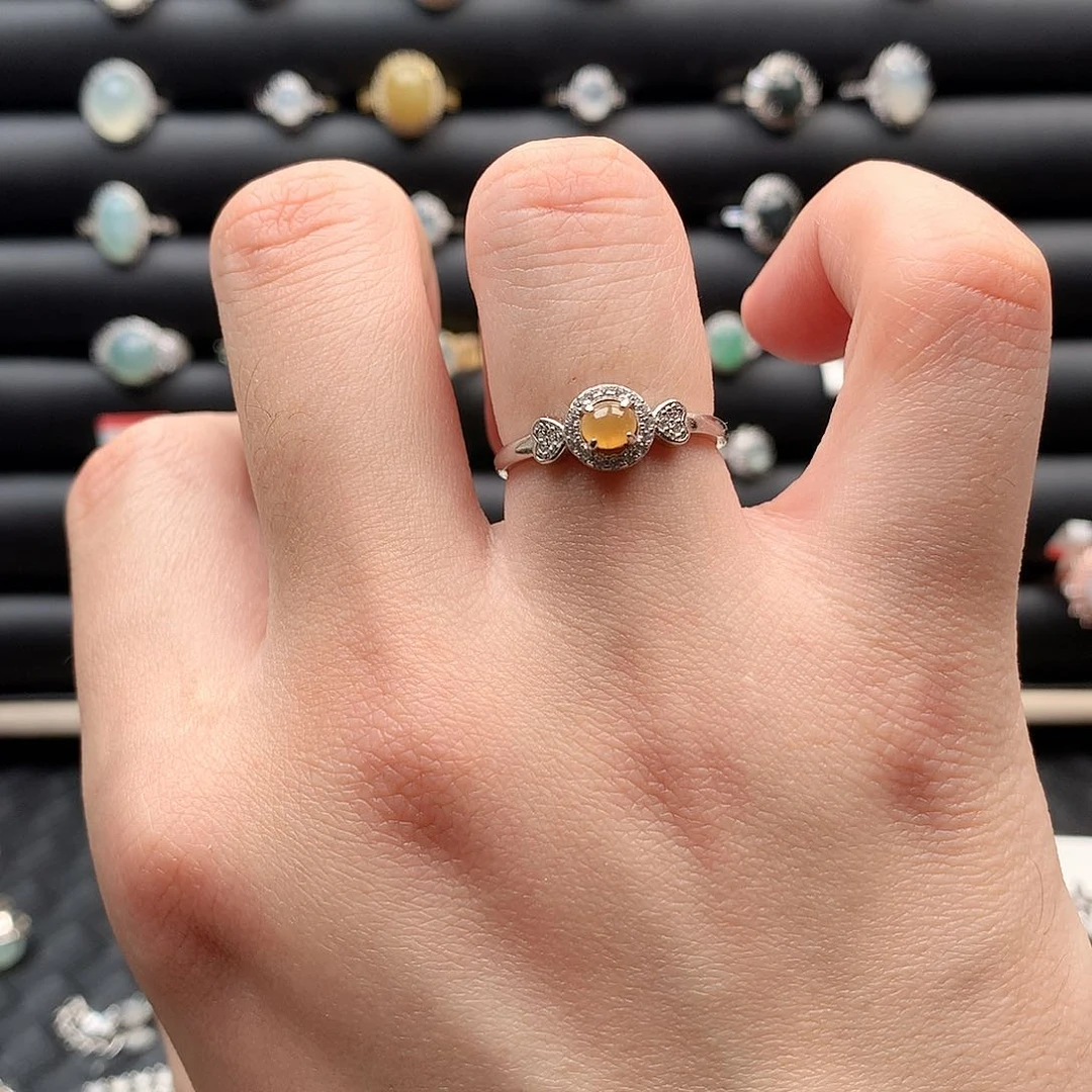 翡翠戒指银S925镶嵌0045