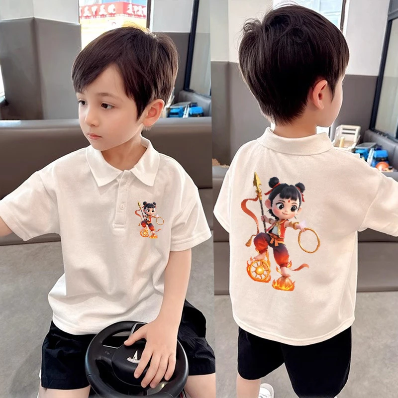 儿童POLO衫领哪吒敖丙2025新款纯棉男童潮酷休闲短袖夏装帅气
