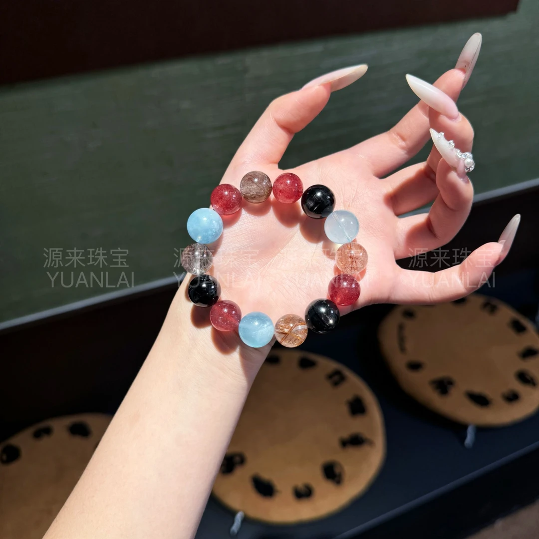 *欲望都市*草莓晶金运石发晶手串 YY3101