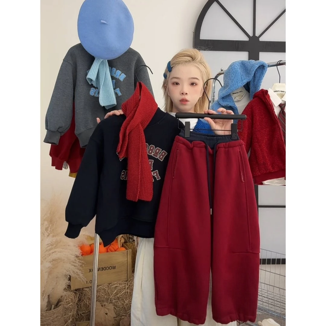 K.baby【冬•撞色卫裤】冬季韩版儿童休闲卫裤！蓝红撞色真绝了！9363