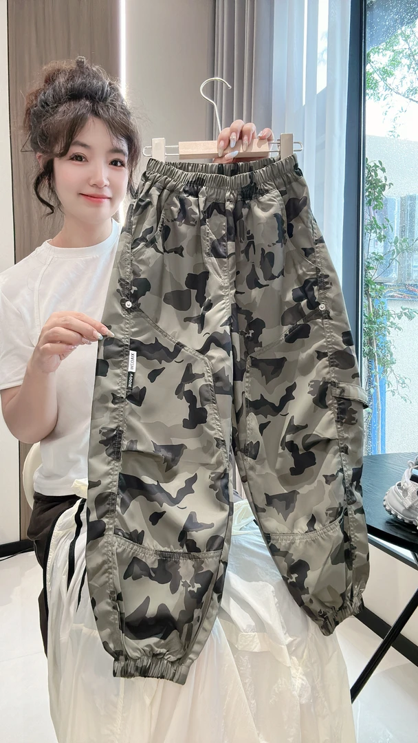 男童运动裤夏季薄款迷彩休闲裤子中大儿童装夏款九分裤2025新款潮