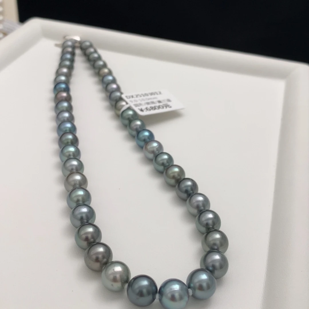 海水珍珠未镶嵌颈饰9-10mm黑珍珠项链