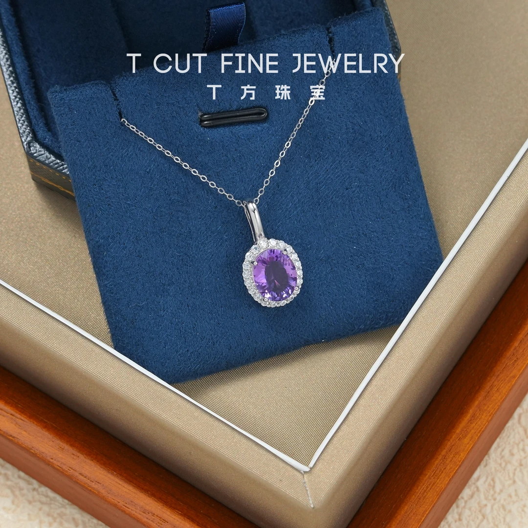 【紫霞仙子】天然紫水晶(8*10mm)万能扣大克拉S925银吊坠（不带链）